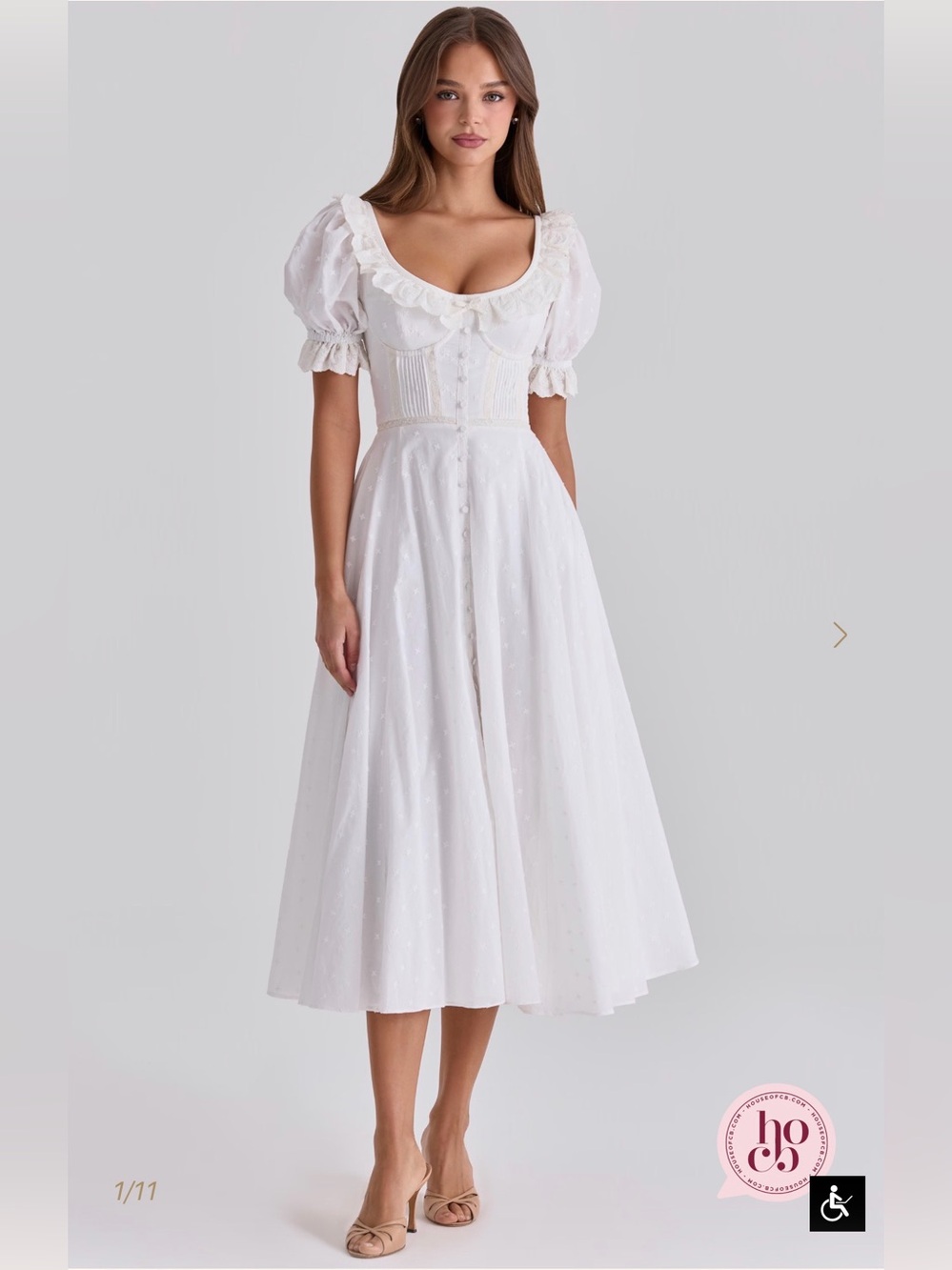 House of CB White Broderie Anglais Babydoll Midi Dress